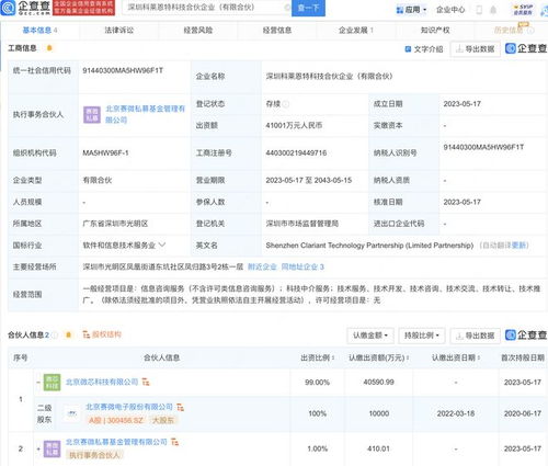 賽微電子投資4億在深圳設立科技合伙公司，拓展社會經濟咨詢服務